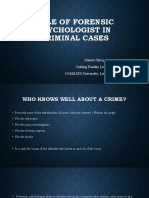 Lecture 6 - Role of Forensic Psychologist in Criminal Cases