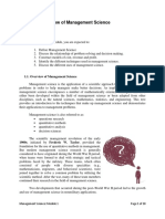 Module 1 Overview of Management Science 