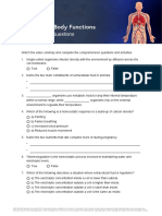 Comprehension Questions Homeostasis The Impact in Body Functions