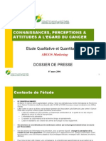 Connaissances, Perceptions & Attitudes A L'egard Du Cancer