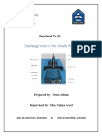 Discharge Over A Vee - Notch Weir: Experiment No.
