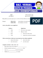 Ejercicios de Palabras Homofonas para Sexto de Primaria