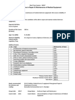 Advanced Diploma in Repair & Maintenance of Medical Equipment