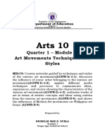 Arts 10: Quarter 1 - Module 5: Art Movements Techniques and Styles