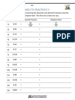 Converting Decimals To Fractions 3: Name Date