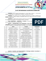 Executive Order No. 04 - S - 2022 Re-Organization of The Barangay Nutrition Committee