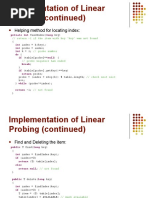 Implementation of Linear Probing (Continued) : Helping Method For Locating Index