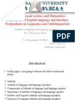 College of Social Science and Humanities Department of English Language and Literature Postgraduate in Linguistics and Multilingualism