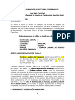 Modelo de Demanda de Despido Nulo Por Embarazo