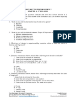 First Written Test in Science 7 QUARTER 4, SY 2021-2022 Instructions: Read Each Question Carefully and Write The Correct Answer in A