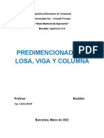 Predimensionado de Losa, Viga y Columna