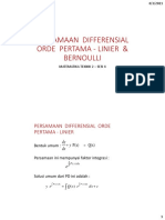 Matematika Teknik 2 - Sesi 4 - PERSAMAAN DIFFERENSIAL ORDE PERTAMA - LINIER BERNOULLI - 2