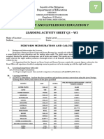 Technology and Livelihood Education 7: Learning Activity Sheet Q3 - W3