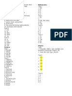 Grade 5 Quarter 1 Summative Test Answer Key