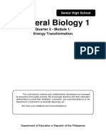 General Biology 1: Quarter 2 - Module 1: Energy Transformation