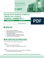 Clinical Chemistry 1: Bachelor of Science in Medical Laboratory Science