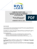 Cahier Des Charges Pour La Location D'un Local Commercial Destiné A Accueillir Une Activite de Restauration