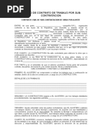 Modelo de Contrato de Trabajo Por Sub