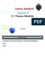 Discourse Analysis: Dr. Thanaa Alhabobi