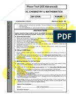 FIITJEE - Phase Test (JEE-Advanced) : Physics, Chemistry & Mathematics