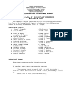 Labangan Central Elementary School: MINUTES of The 2 Lces Staff'S Meeting