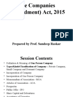 The Companies (Amendment) Act, 2015: Prepared by Prof. Sandeep Raskar