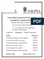 Problemario de Anualidades Vencidas y Anticipadas.