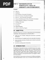 Unit 2 Determinants of Personality: Role' of Heredity and Environment