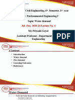 Lecture 4, Estimation of Water Demand