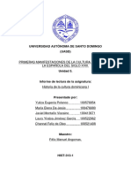 Primeras Manifestaciones de La Cultura Colonial de La Española Del Siglo Xviii