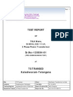 Test Report: TELK Make, 50 MVA, 220/11 KV, 3 Phase Power Transformer