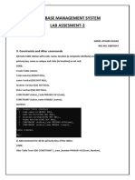 Database Management System Lab Assesment-2: 3. Constraints and Alter Commands