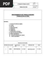 Procedimiento de Trabajo Seguro Trabajo en Altura (B)