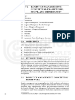 Unit 2 Logistics Management: Conceptual Framework, Scope, and Importance