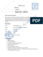 Writing Task Occupational English Test Writing Sub-Test: Nursing Time Allowed: Reading Time: 5 Minutes Writing Time: 40 Minutes