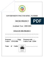 Government Polytechnic, Nanded Micro Project Academic Year: 2020-2021