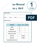 1er Grado - Examen Mensual Marzo y Abril