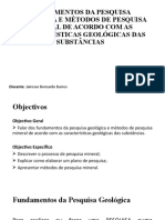 Fundamentos Da Pesquisa Geológica e Métodos de Pesquisa Mineral de Acordo Com As Características Geo