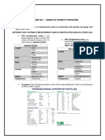 Assignment No. 1 - Basics of Quantity Surveying: Metric System