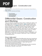 Differential Gear: Construction and Working