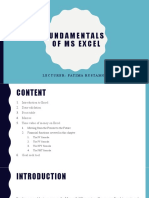 Fundamentals of Ms Excel: Lecturer: Fatima Rustamova