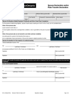 Spouse Declaration And/or Plate Transfer Declaration: Office Use Only