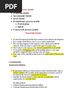 Waterfall Model Incremental Model RAD Model Evolutionary Process Model