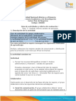 Guía de Actividades y Rúbrica de Evaluación - Unidad 3 - Fase 3 - Canales de Operación