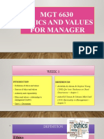 Week 1 - Ethics and Values For Manager