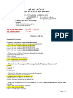 ĐỀ THI CUỐI KỲ - Morphology Syntax