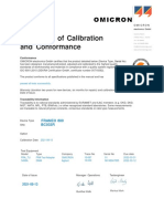 Certificate of Calibration and Conformance: Omicron