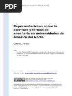 Carlino, Paula (2006) - Representaciones Sobre La Escritura y Formas de Ensenarla en Universidades de America Del Norte