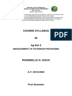 Course Syllabus: (Management of Extension Programs)