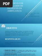 PROTOCOLO DE TRASLASDO DE PACIENTES EN AMBULANCIA Presentacion